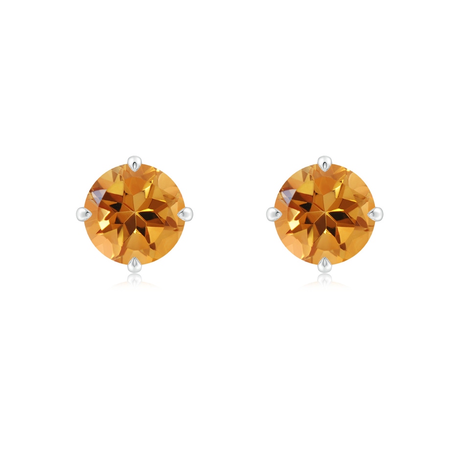 7mm AA Claw-Set Round Citrine Solitaire Stud Earrings in S999 Silver 