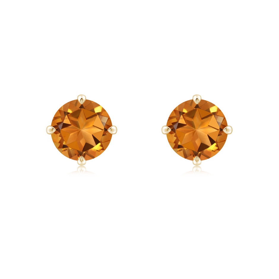 7mm AAA Claw-Set Round Citrine Solitaire Stud Earrings in Yellow Gold 