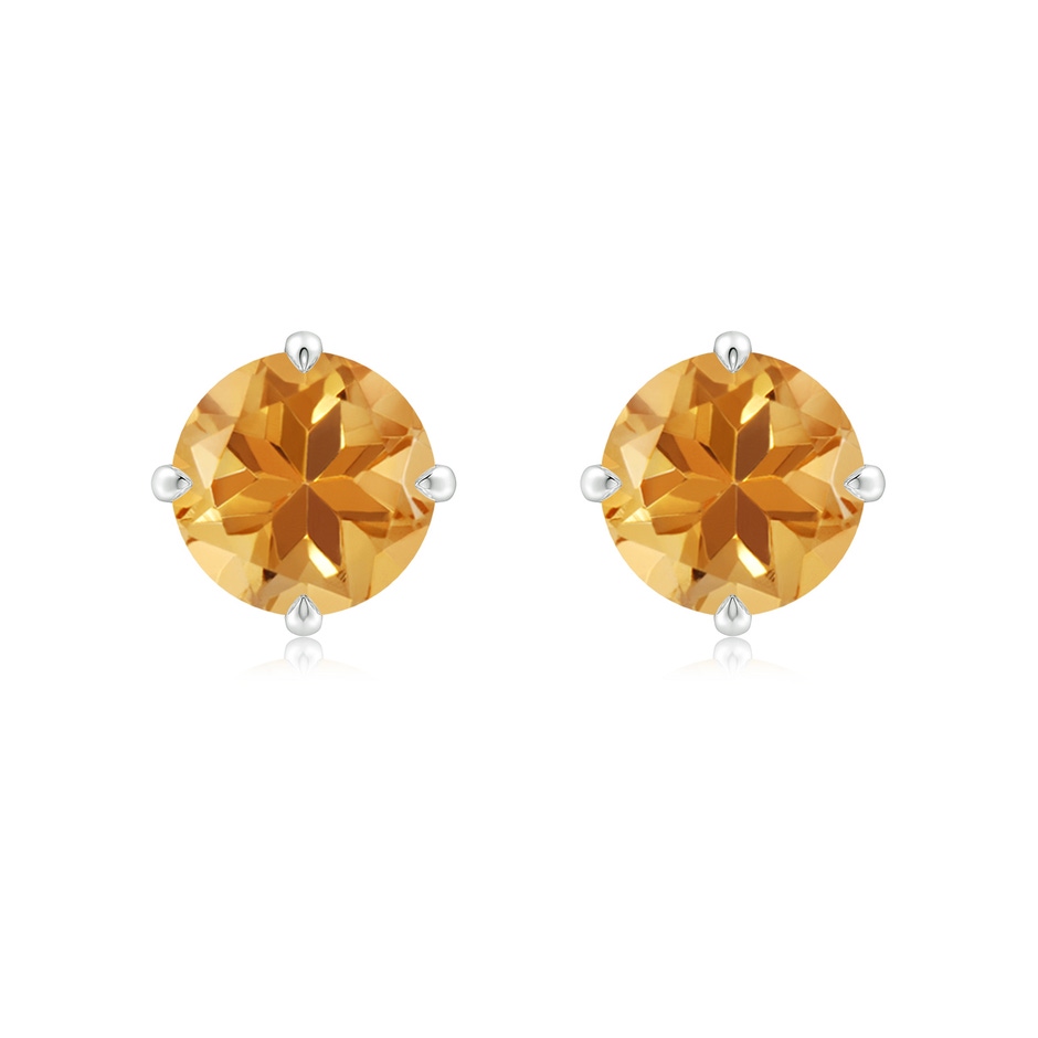 8mm A Claw-Set Round Citrine Solitaire Stud Earrings in S999 Silver 