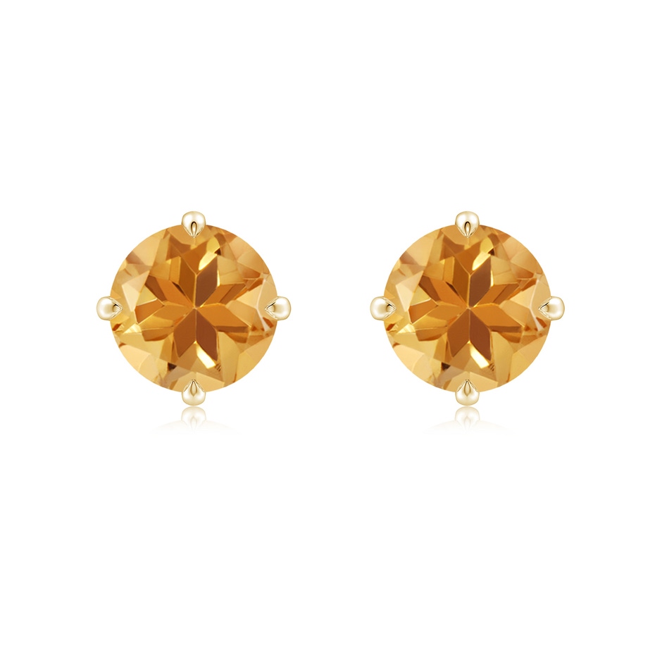 8mm A Claw-Set Round Citrine Solitaire Stud Earrings in Yellow Gold 