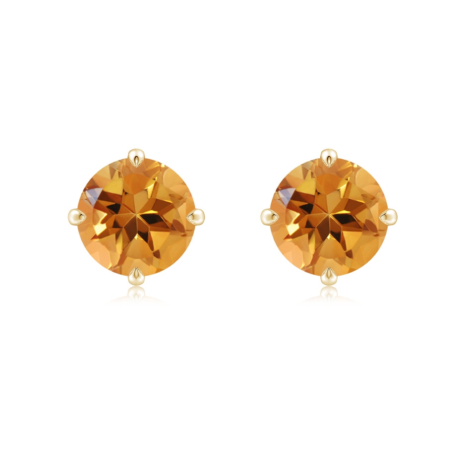 8mm AA Claw-Set Round Citrine Solitaire Stud Earrings in 18K Yellow Gold 