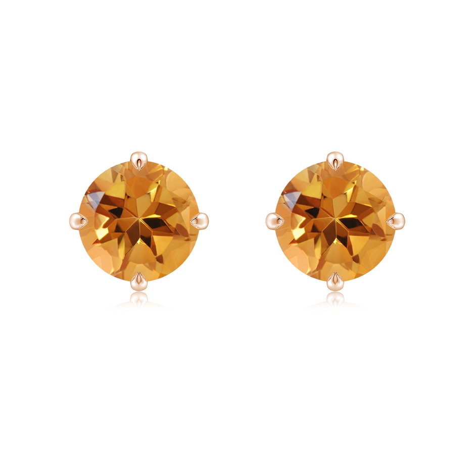 8mm AA Claw-Set Round Citrine Solitaire Stud Earrings in Rose Gold 