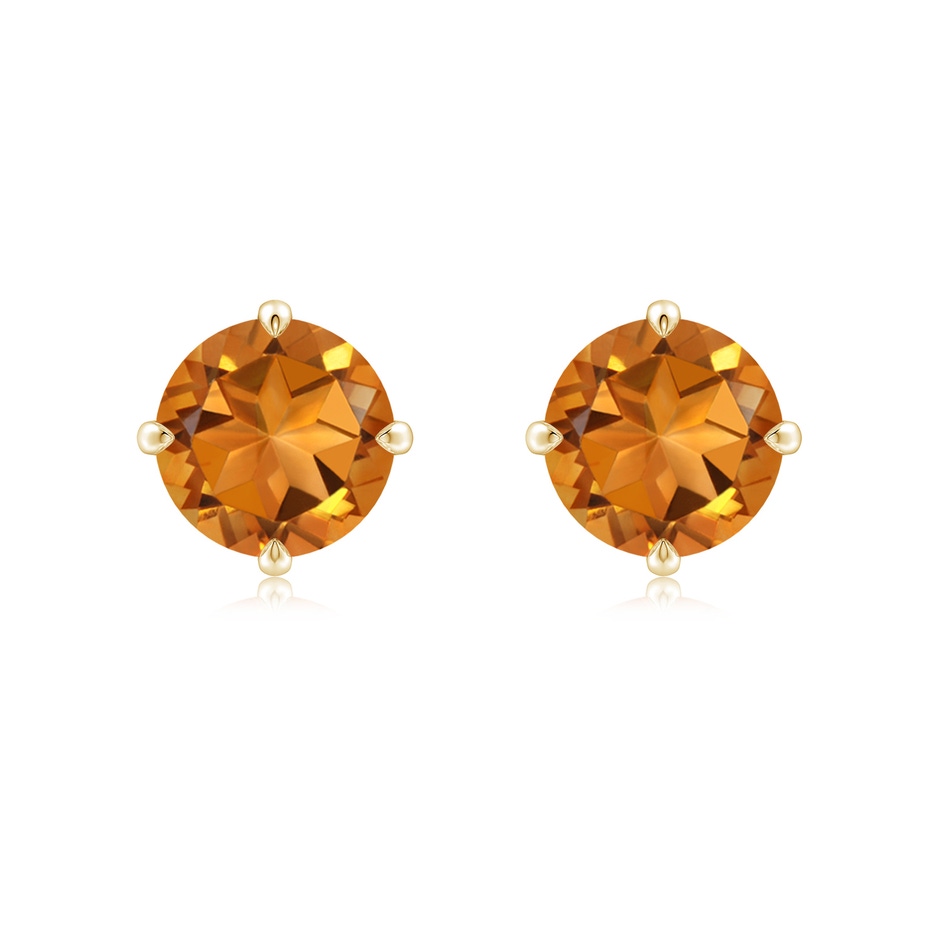 8mm AAA Claw-Set Round Citrine Solitaire Stud Earrings in Yellow Gold 