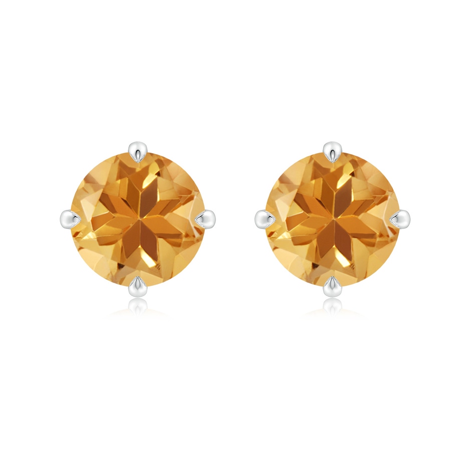9mm A Claw-Set Round Citrine Solitaire Stud Earrings in White Gold 