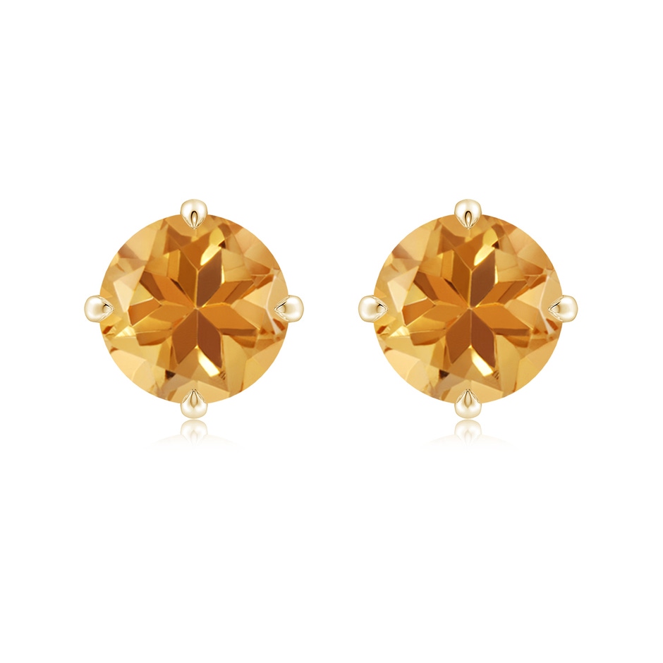 9mm A Claw-Set Round Citrine Solitaire Stud Earrings in Yellow Gold 