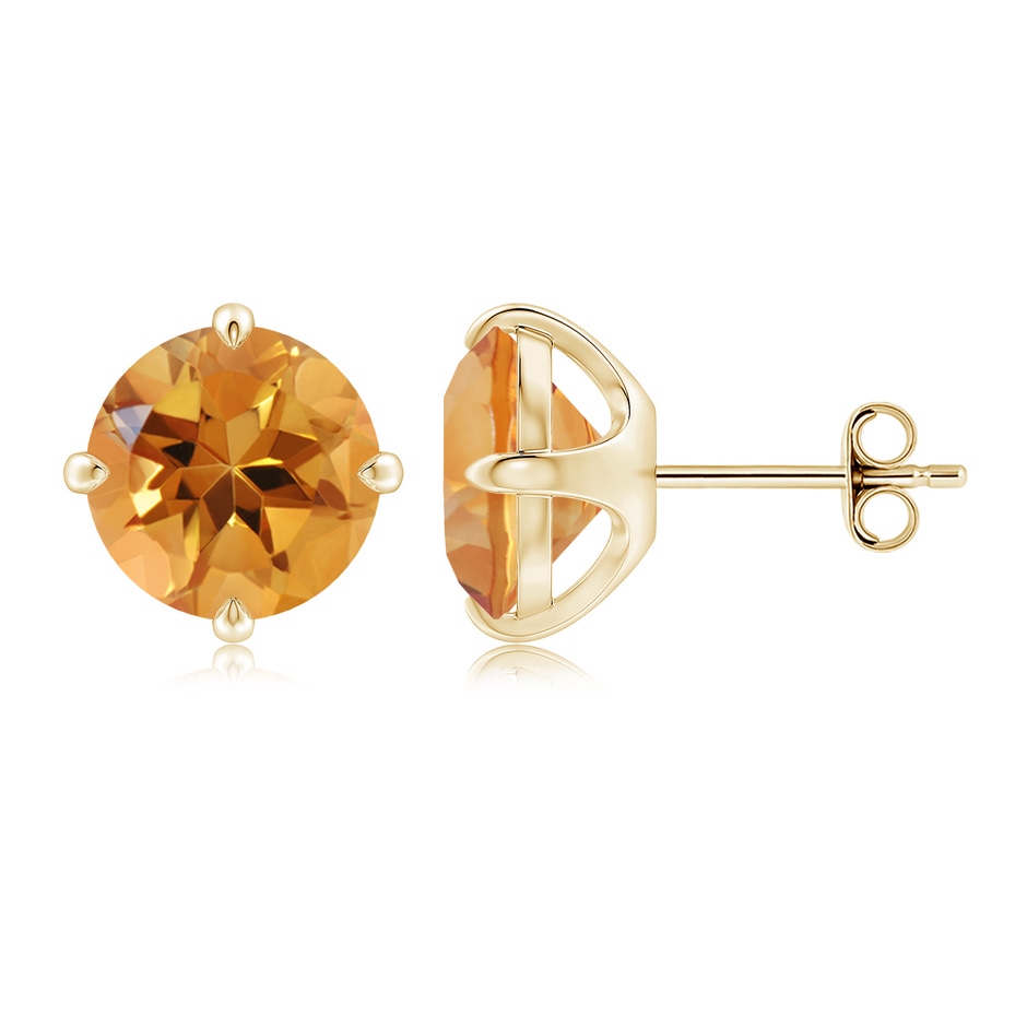 9mm AA Claw-Set Round Citrine Solitaire Stud Earrings in 18K Yellow Gold side 199