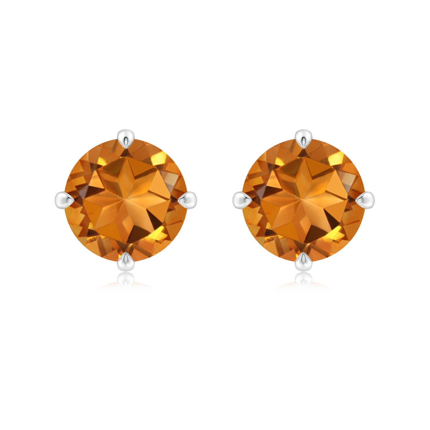 9mm AAA Claw-Set Round Citrine Solitaire Stud Earrings in P950 Platinum
