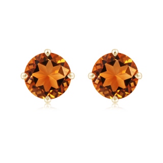 9mm AAAA Claw-Set Round Citrine Solitaire Stud Earrings in 18K Yellow Gold