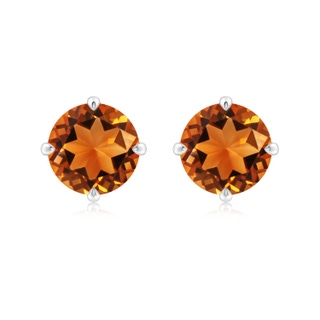 9mm AAAA Claw-Set Round Citrine Solitaire Stud Earrings in S999 Silver
