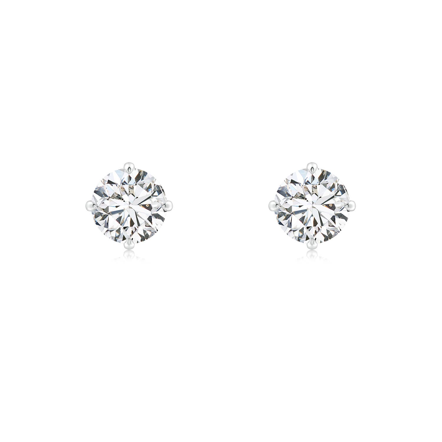 5.1mm HSI2 Claw-Set Round Diamond Solitaire Stud Earrings in White Gold