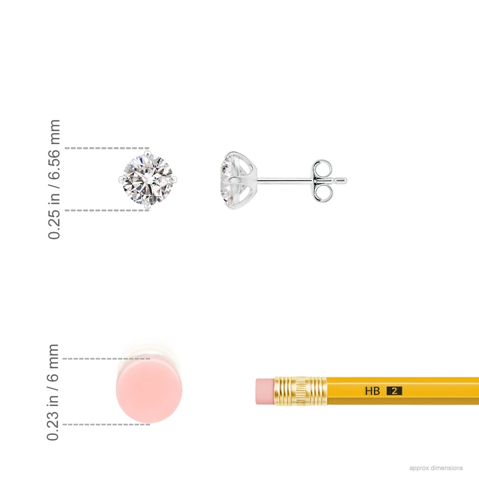 5.1mm IJI1I2 Claw-Set Round Diamond Solitaire Stud Earrings in White Gold ruler