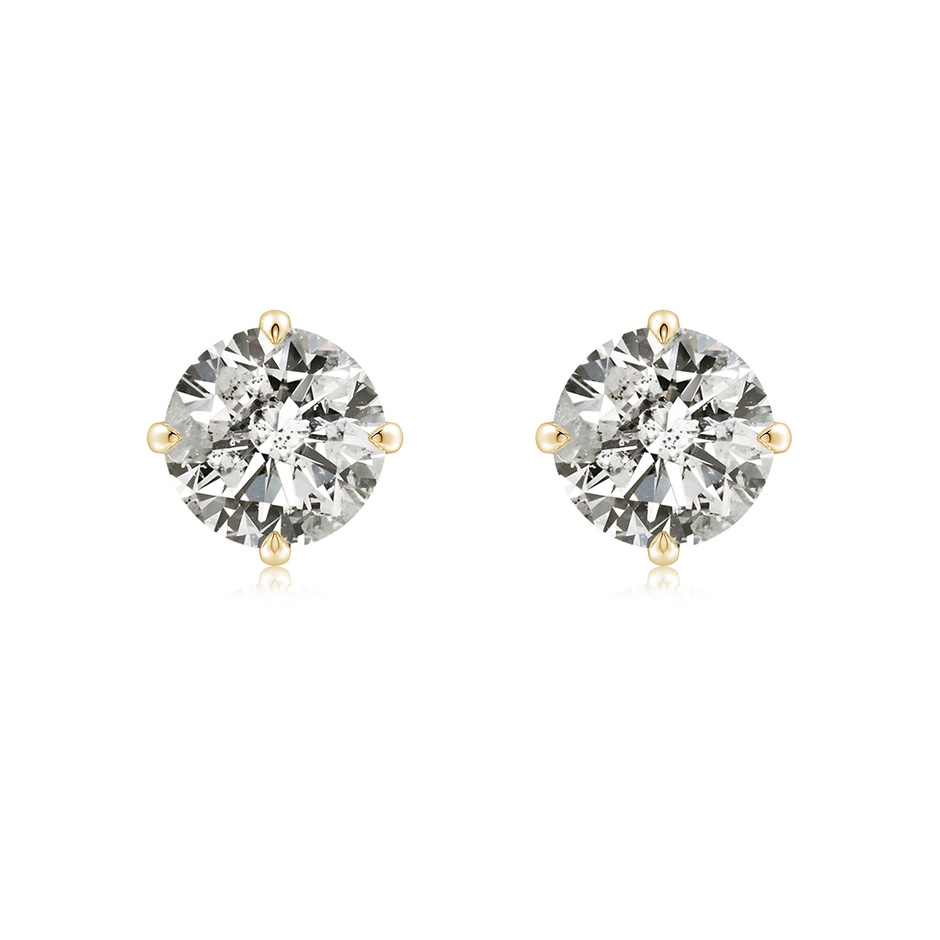 7.4mm KI3 Claw-Set Round Diamond Solitaire Stud Earrings in Yellow Gold 