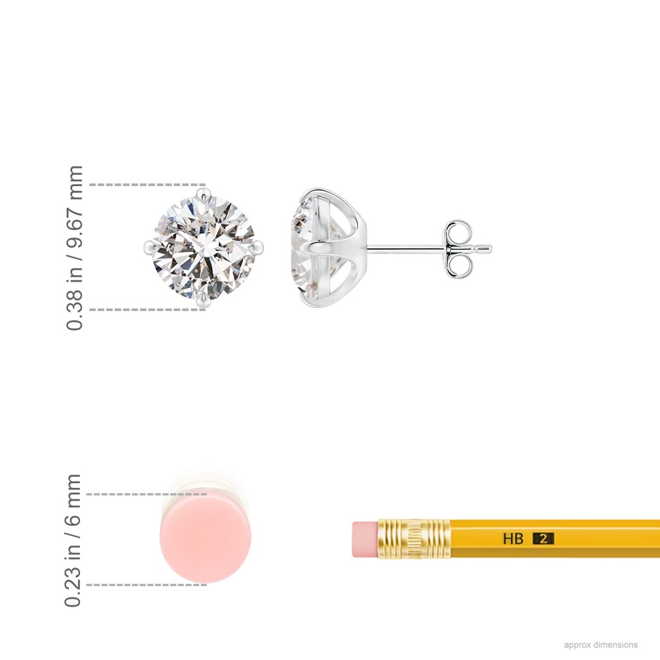 8.1mm IJI1I2 Claw-Set Round Diamond Solitaire Stud Earrings in White Gold ruler