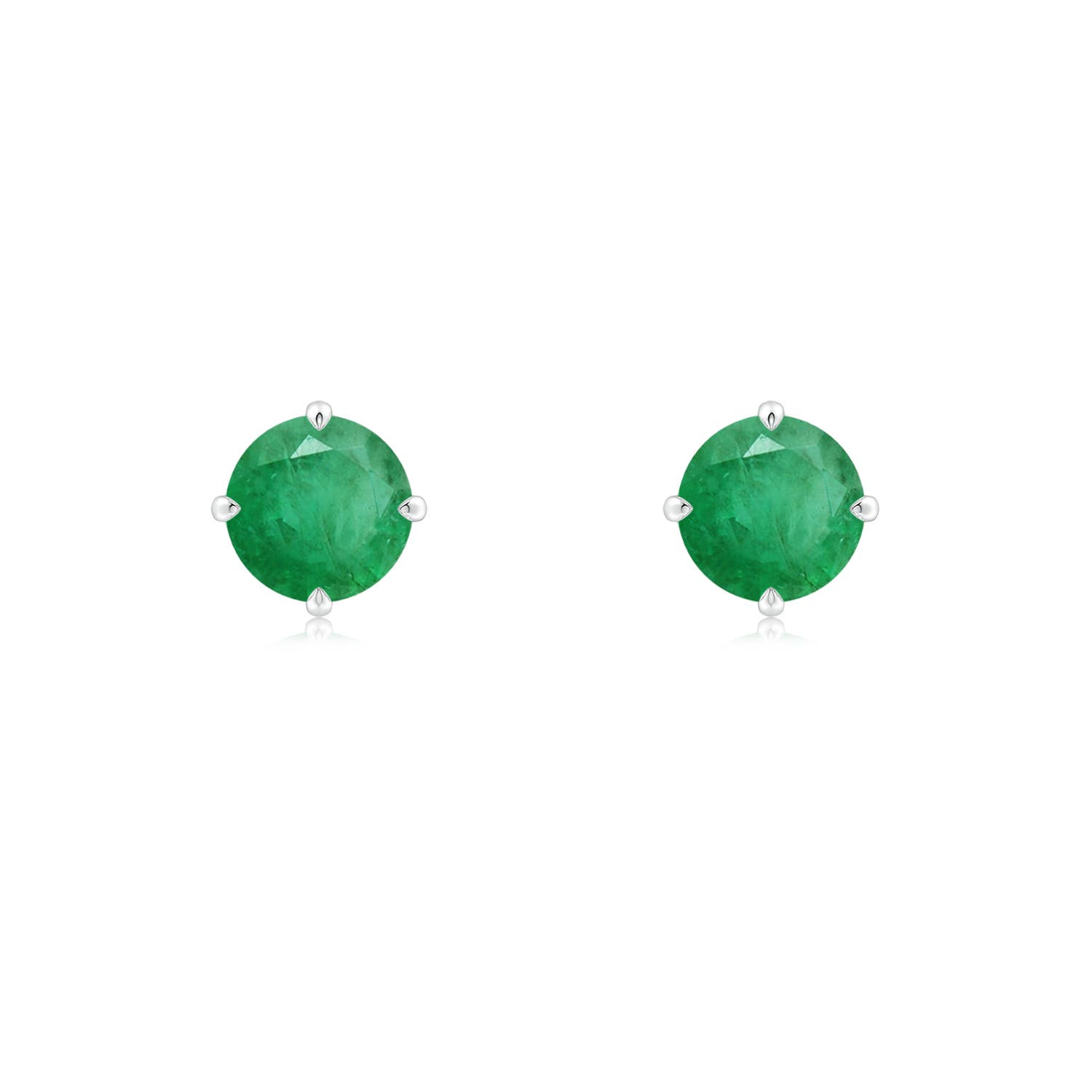 5mm A Claw-Set Round Emerald Solitaire Stud Earrings in P950 Platinum