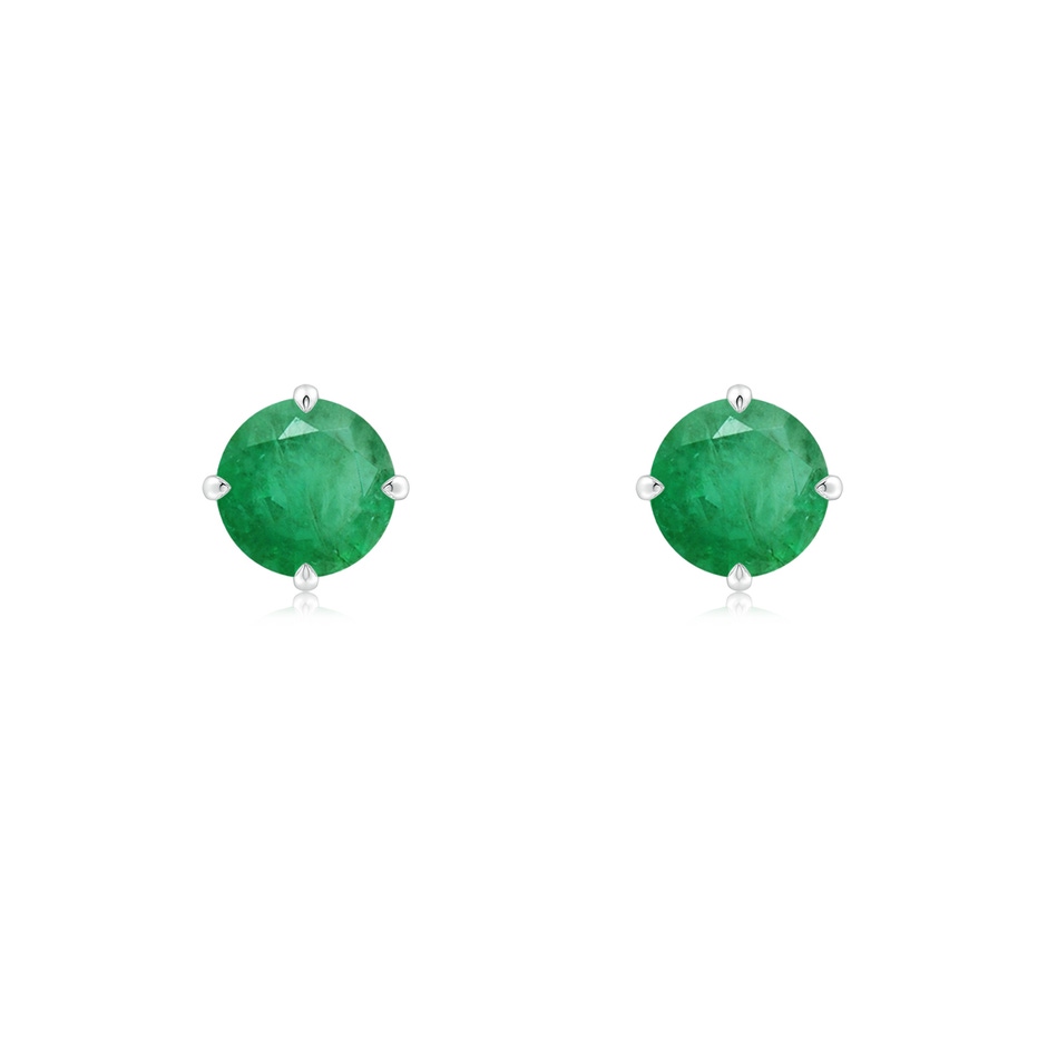 5mm A Claw-Set Round Emerald Solitaire Stud Earrings in White Gold 