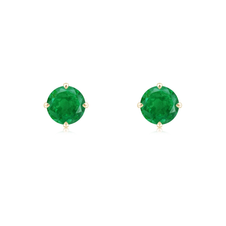 5mm AA Claw-Set Round Emerald Solitaire Stud Earrings in 9K Yellow Gold 