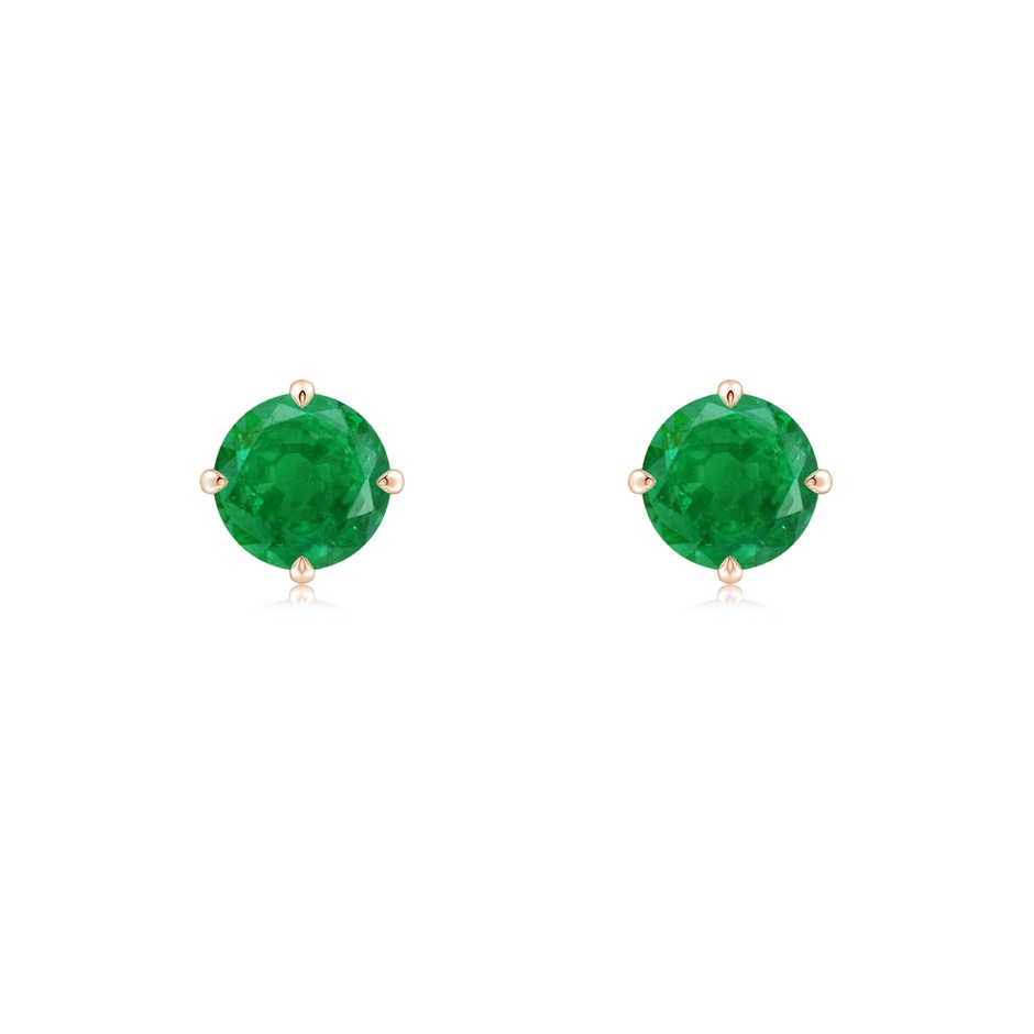 5mm AA Claw-Set Round Emerald Solitaire Stud Earrings in Rose Gold 