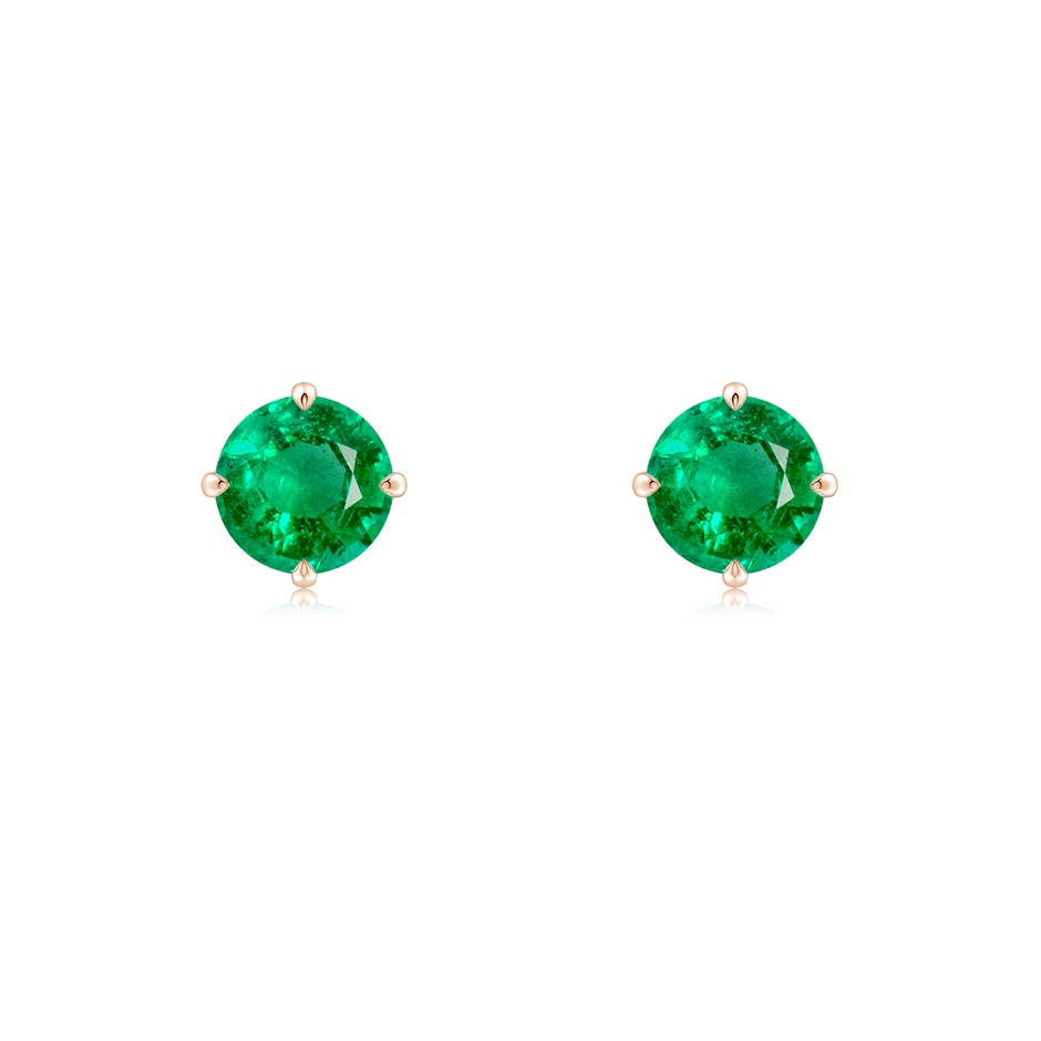 5mm AAA Claw-Set Round Emerald Solitaire Stud Earrings in Rose Gold 