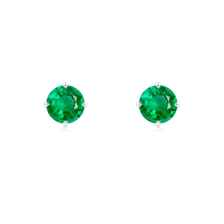 5mm AAA Claw-Set Round Emerald Solitaire Stud Earrings in White Gold 