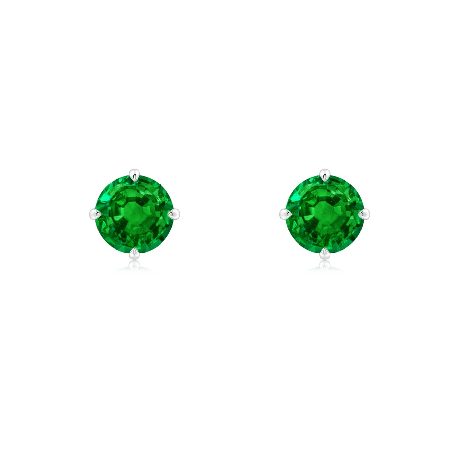 5mm AAAA Claw-Set Round Emerald Solitaire Stud Earrings in P950 Platinum 