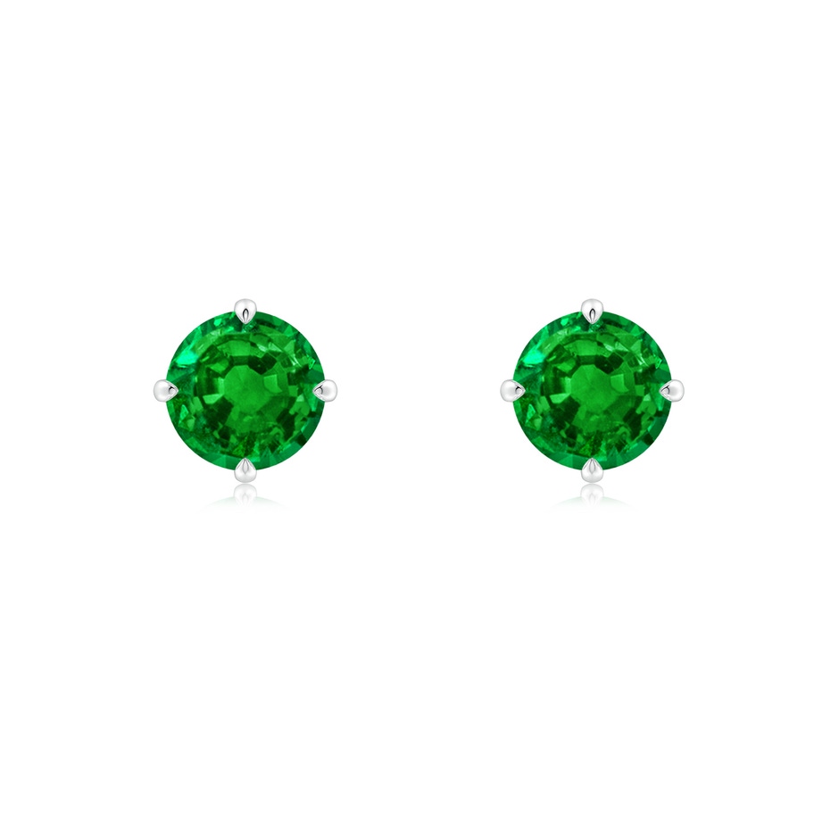 6mm AAAA Claw-Set Round Emerald Solitaire Stud Earrings in P950 Platinum 