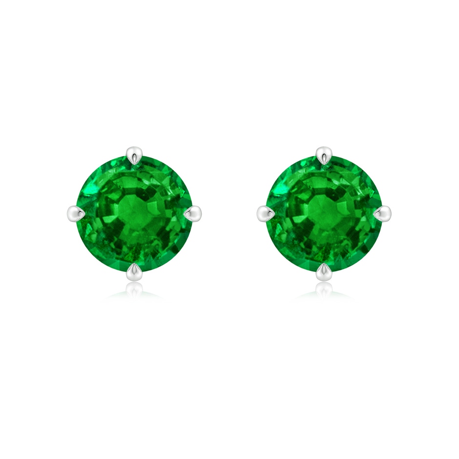 8mm AAAA Claw-Set Round Emerald Solitaire Stud Earrings in P950 Platinum 