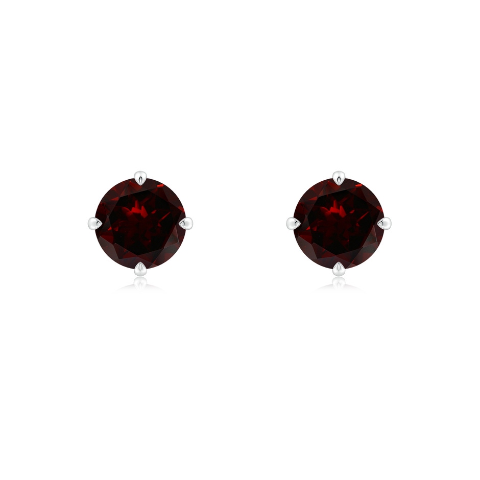 6mm A Claw-Set Round Garnet Solitaire Stud Earrings in White Gold 