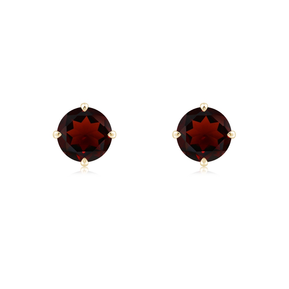 6mm AA Claw-Set Round Garnet Solitaire Stud Earrings in Yellow Gold 
