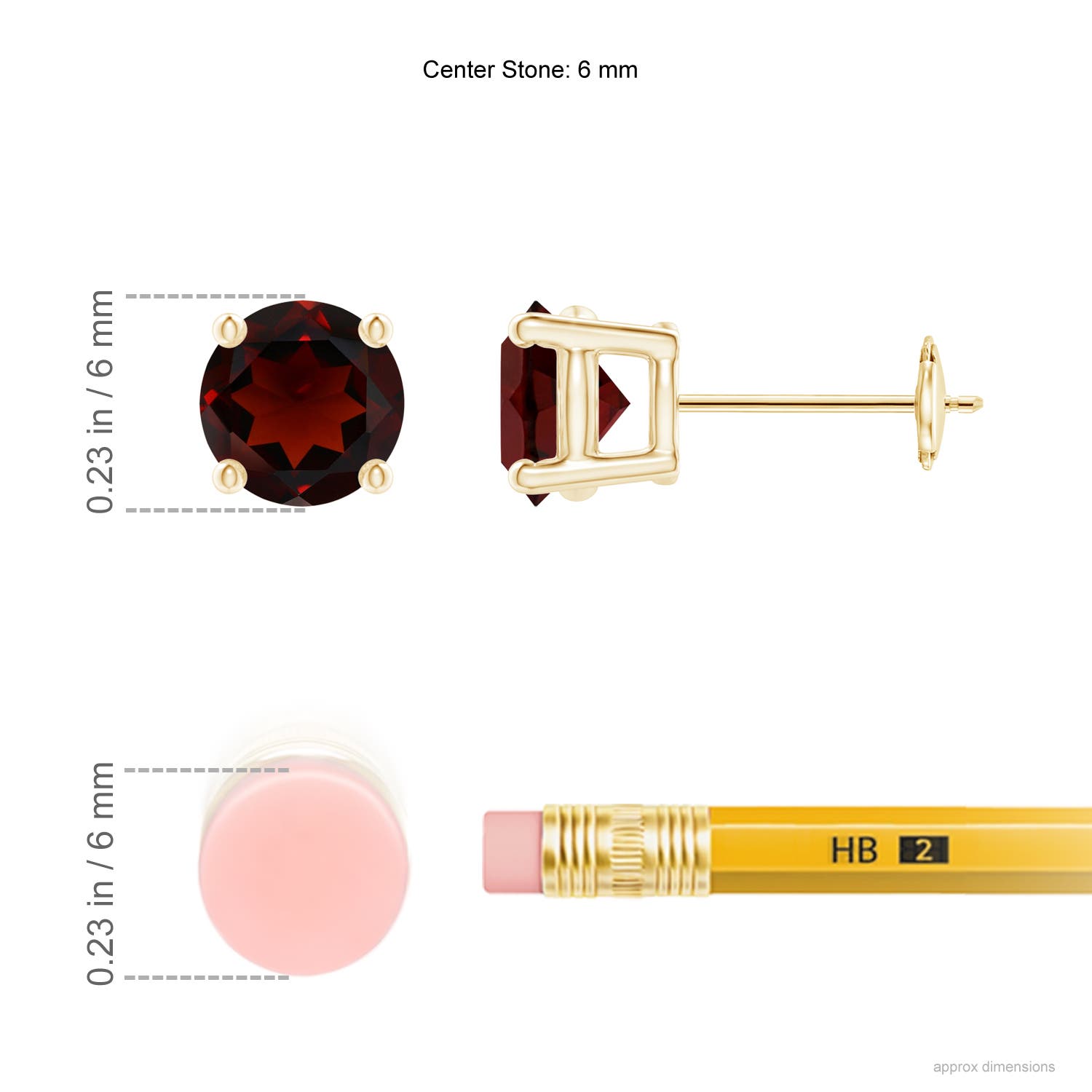 AA - Garnet / 2 CT / 14 KT Yellow Gold