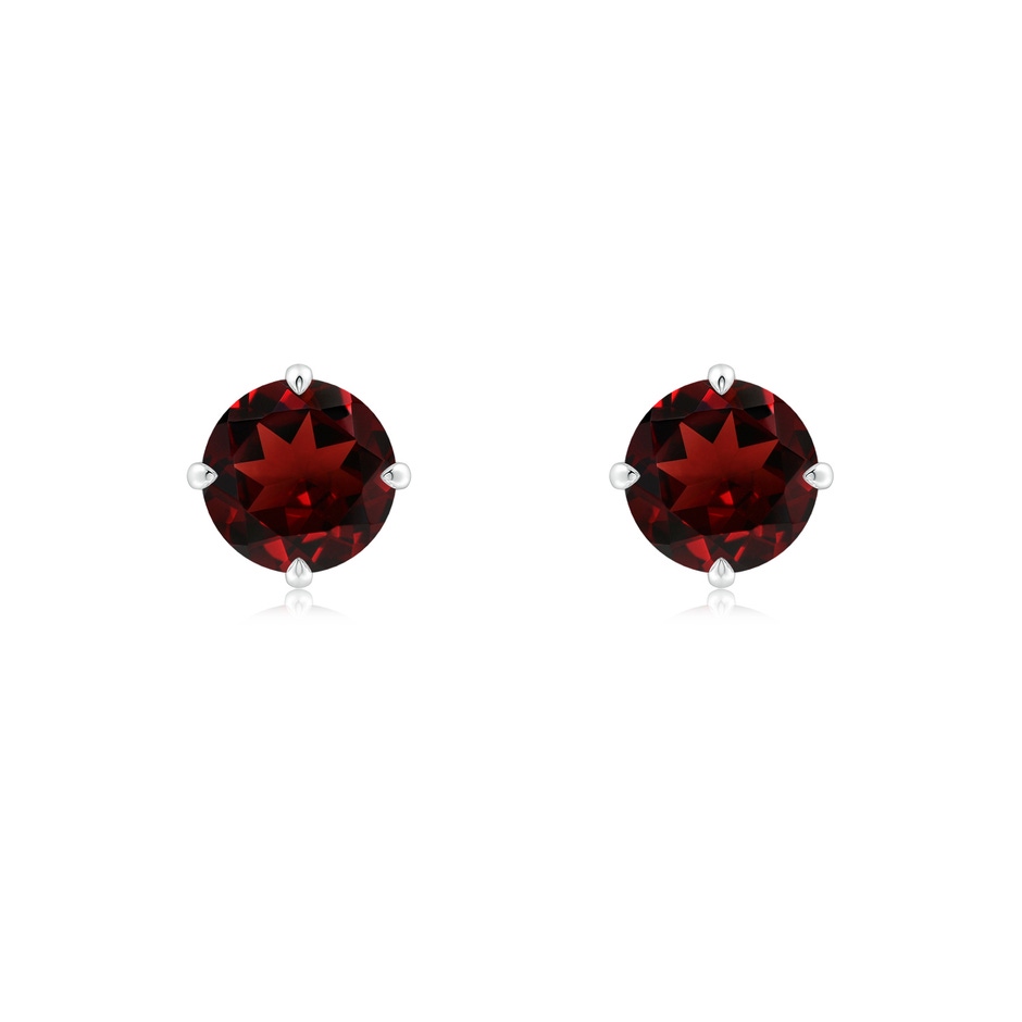 6mm AAA Claw-Set Round Garnet Solitaire Stud Earrings in White Gold 
