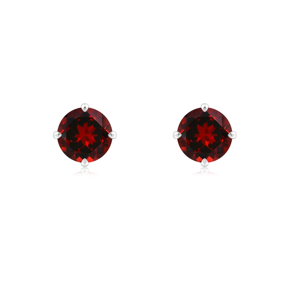 6mm AAAA Claw-Set Round Garnet Solitaire Stud Earrings in P950 Platinum 