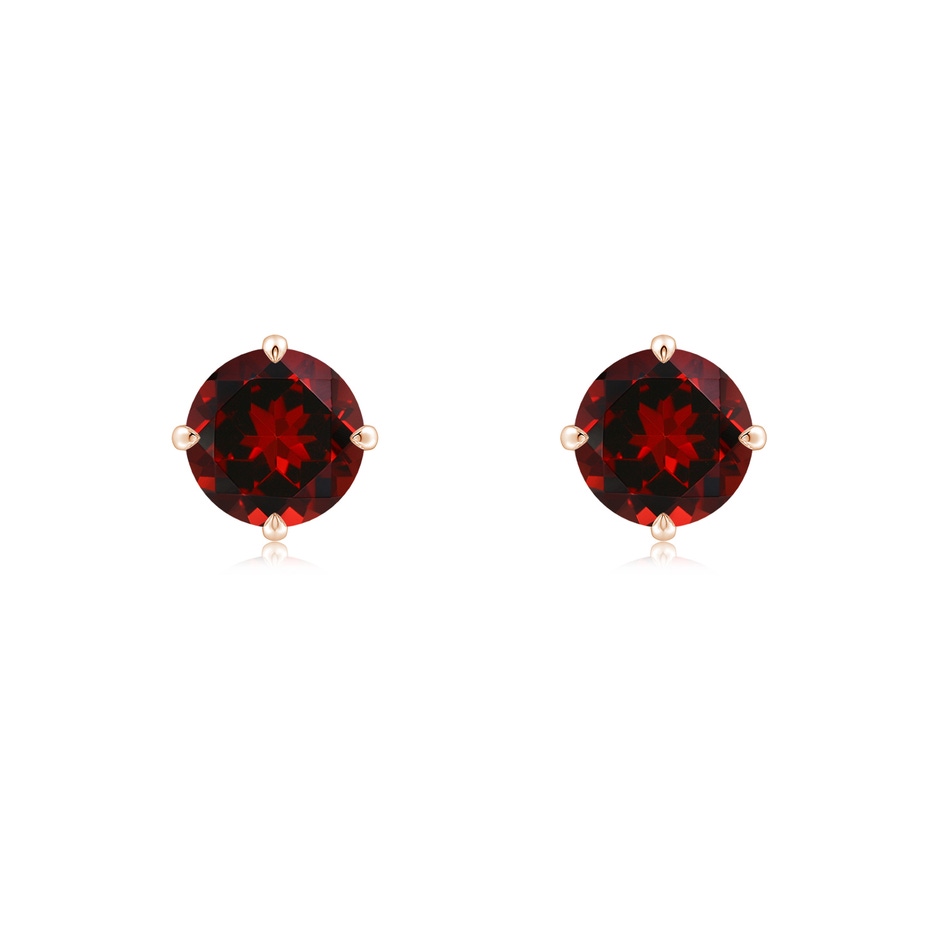 6mm AAAA Claw-Set Round Garnet Solitaire Stud Earrings in Rose Gold 