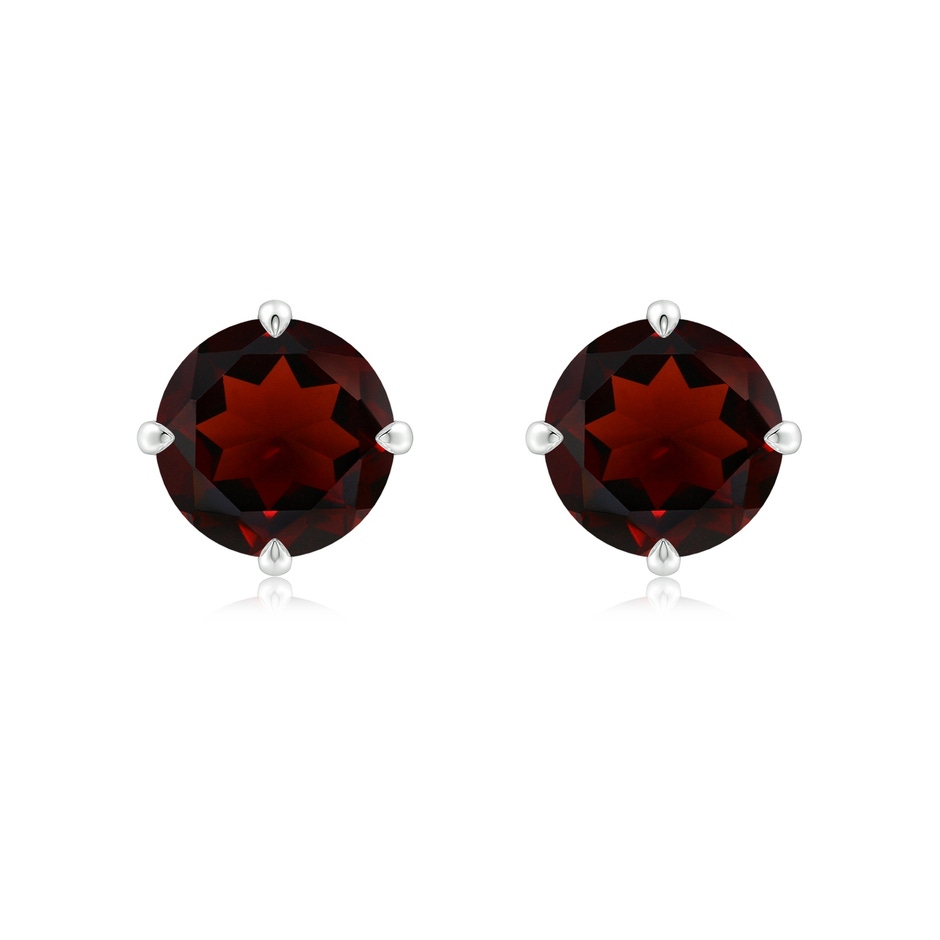 8mm AA Claw-Set Round Garnet Solitaire Stud Earrings in S999 Silver 