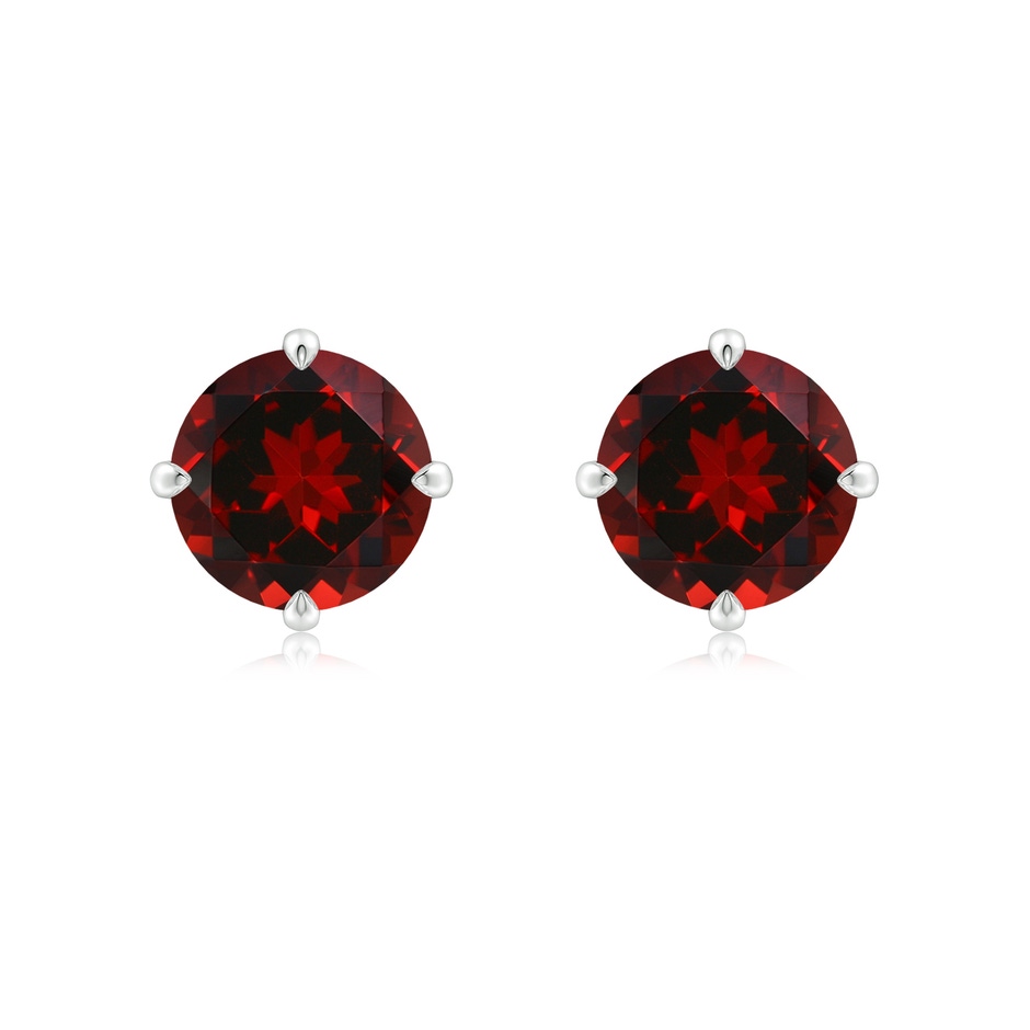 8mm AAAA Claw-Set Round Garnet Solitaire Stud Earrings in P950 Platinum 