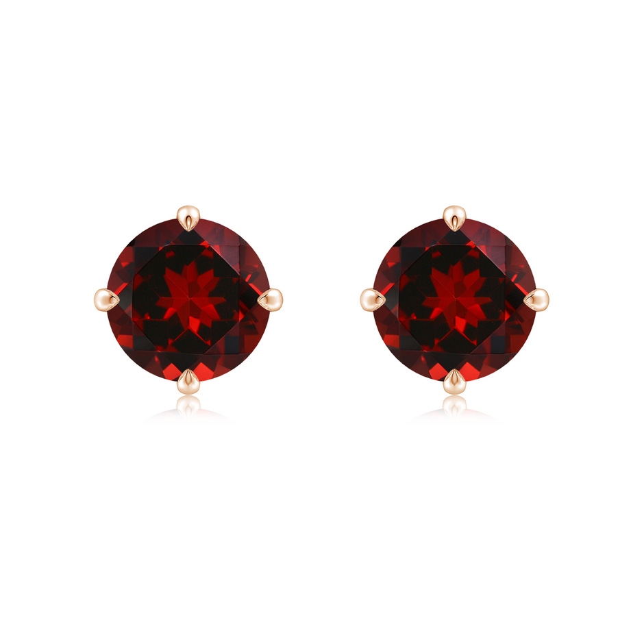 8mm AAAA Claw-Set Round Garnet Solitaire Stud Earrings in Rose Gold 