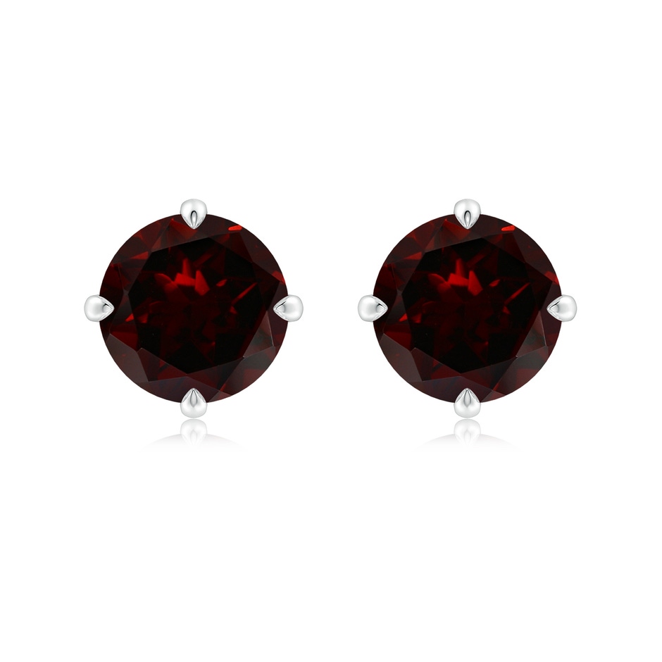 9mm A Claw-Set Round Garnet Solitaire Stud Earrings in White Gold 