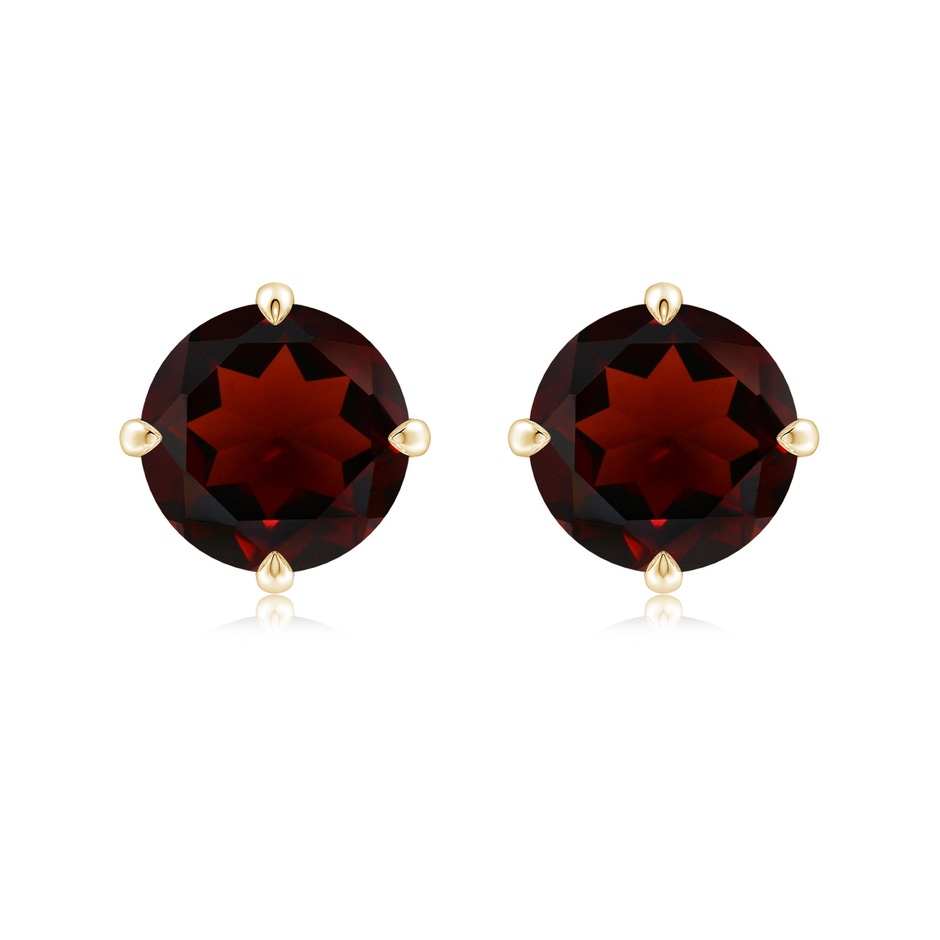 9mm AA Claw-Set Round Garnet Solitaire Stud Earrings in Yellow Gold 
