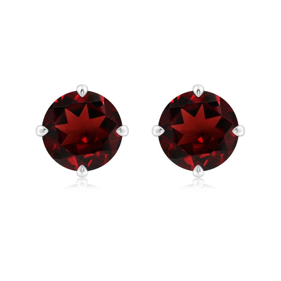 9mm AAA Claw-Set Round Garnet Solitaire Stud Earrings in White Gold 