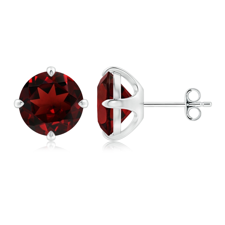 9mm AAA Claw-Set Round Garnet Solitaire Stud Earrings in White Gold side 199