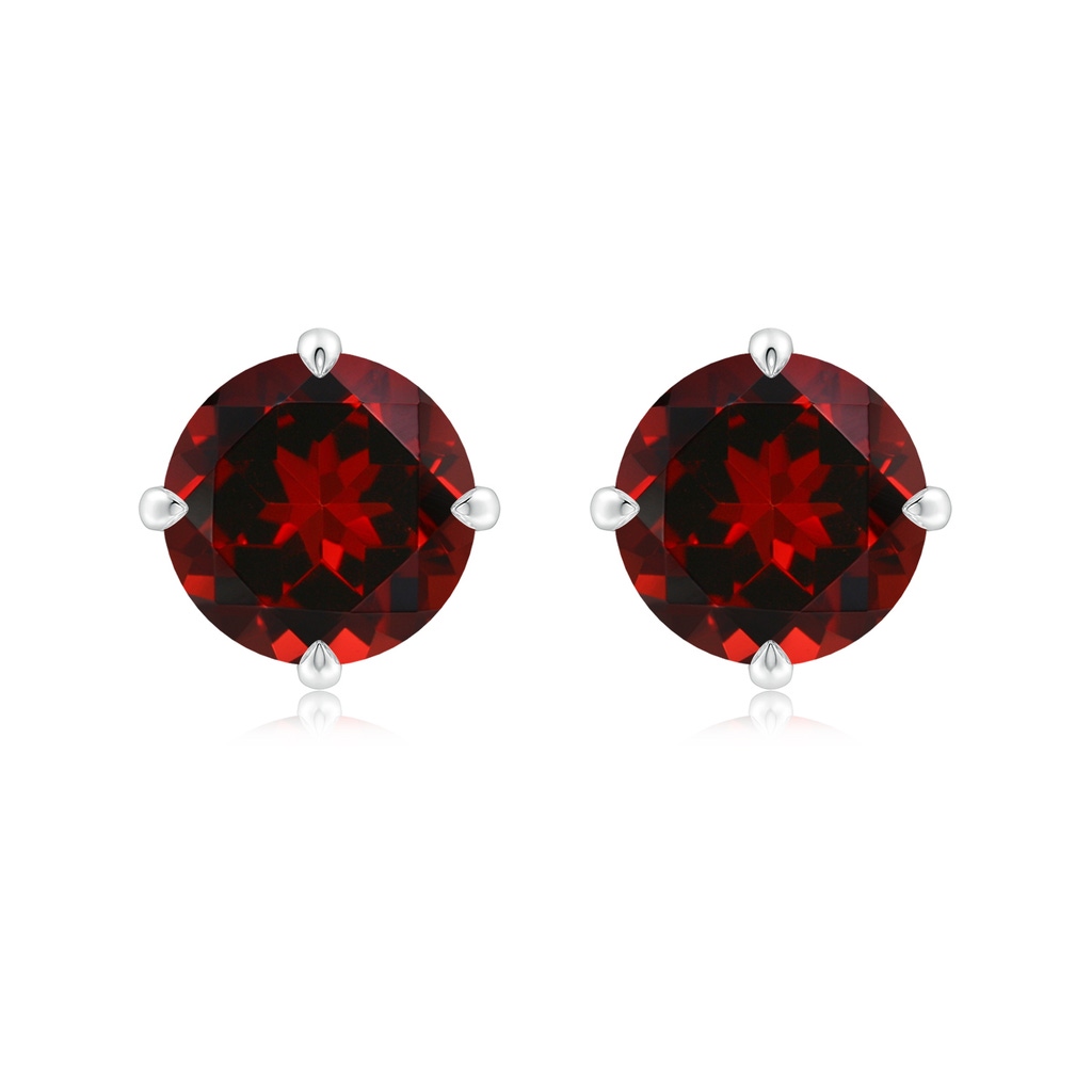 9mm AAAA Claw-Set Round Garnet Solitaire Stud Earrings in S999 Silver