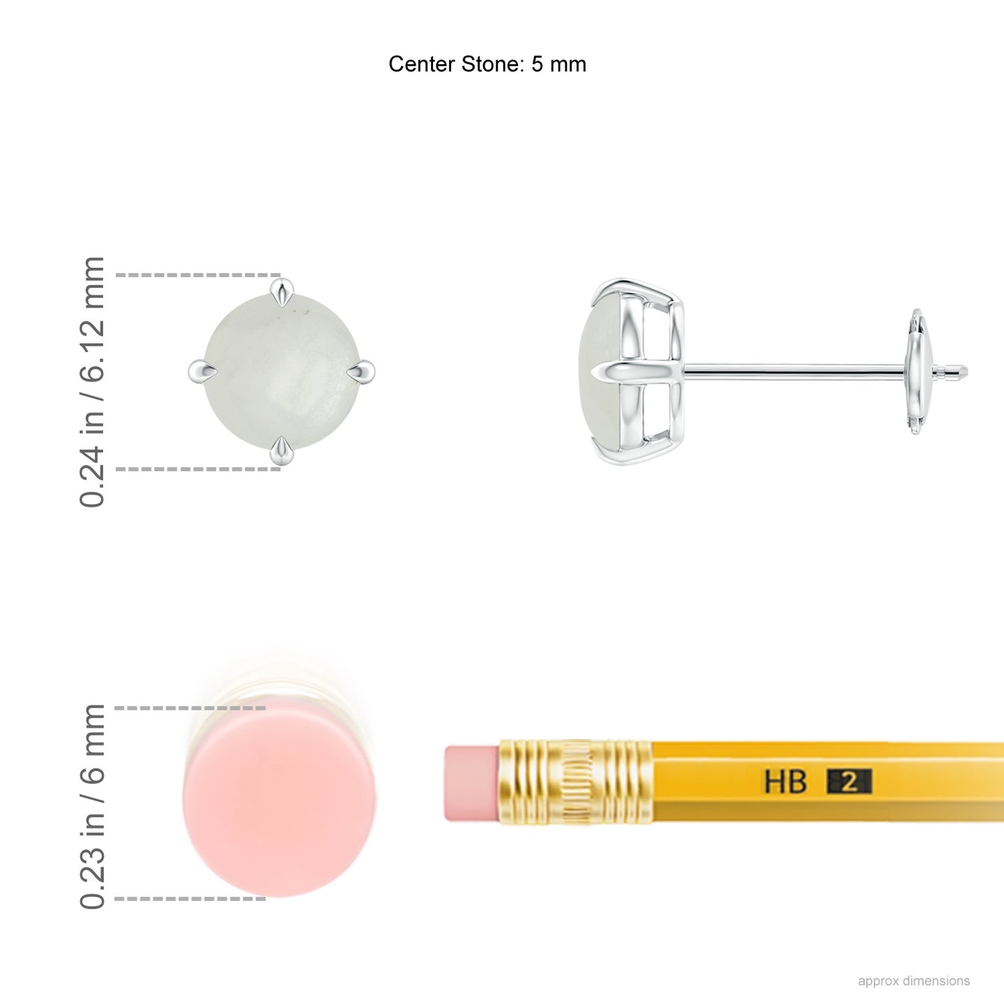Basket-Set Round Moonstone Stud Earrings