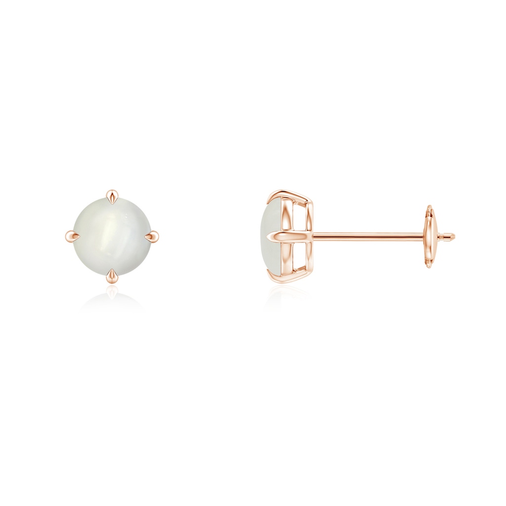 5mm AAAA Basket-Set Round Moonstone Stud Earrings in Rose Gold