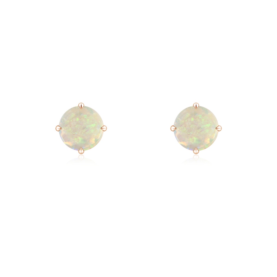 5mm AAA Basket-Set Round Opal Stud Earrings in Rose Gold 