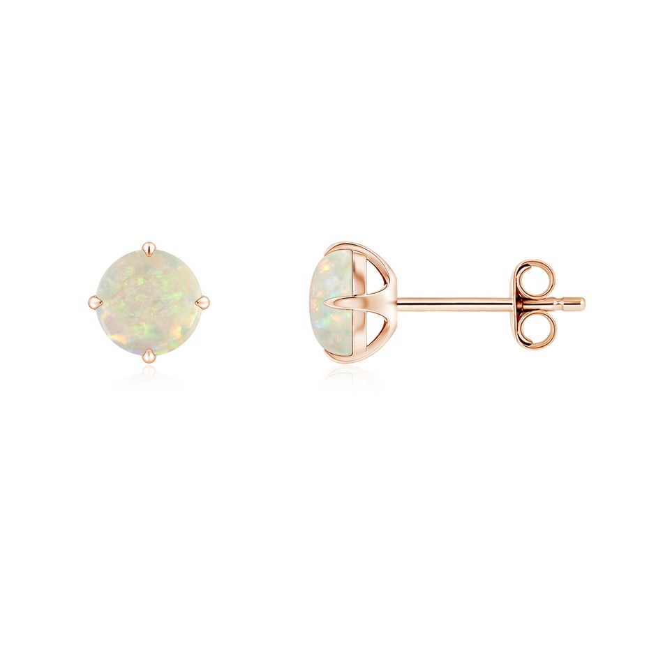 5mm AAA Basket-Set Round Opal Stud Earrings in Rose Gold side 199