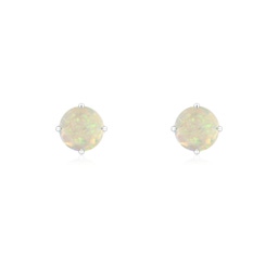 Solitaire Studs Silver Opal Earrings