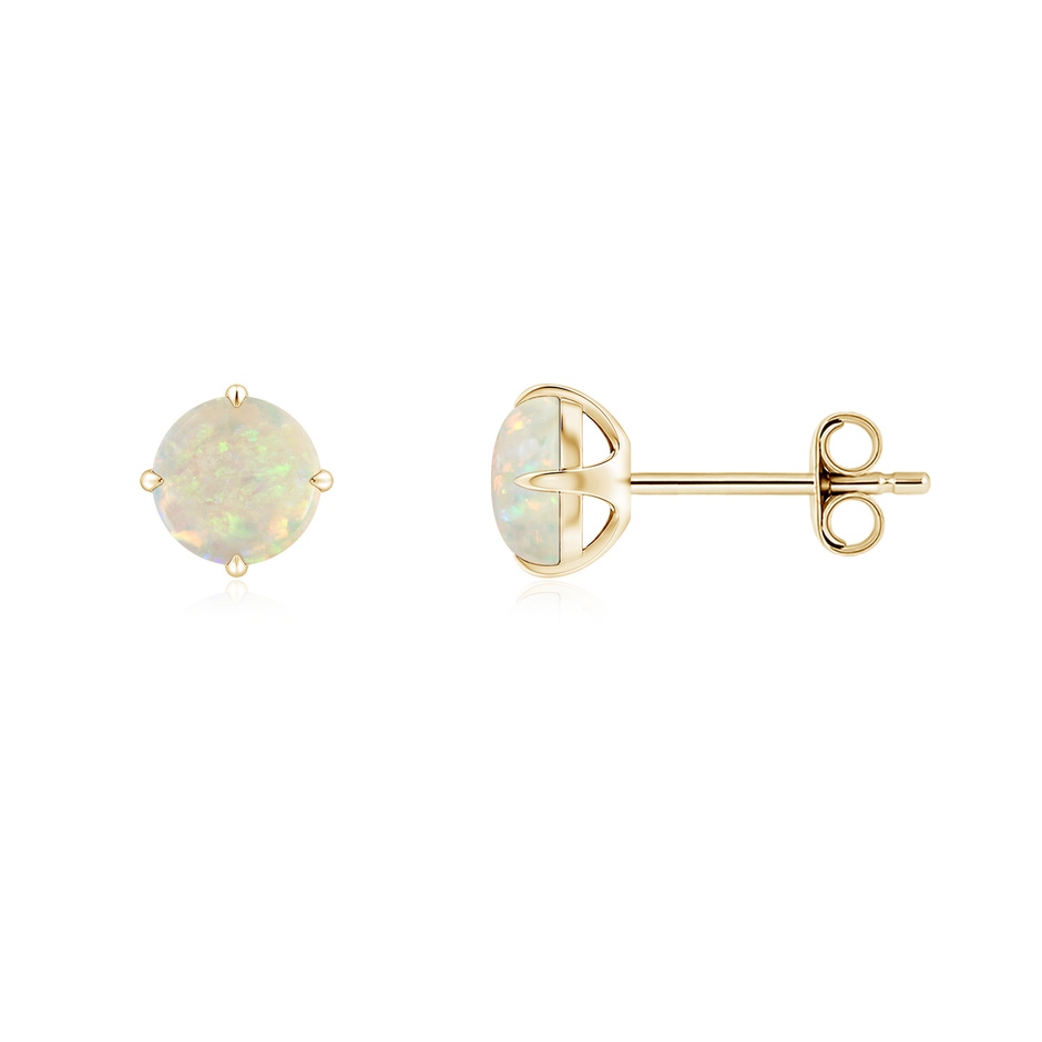 5mm AAA Basket-Set Round Opal Stud Earrings in Yellow Gold side 199