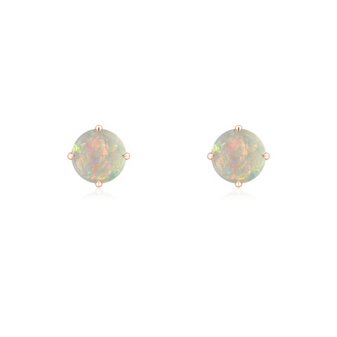 Rose Gold Plated White Fire Opal Stud Earrings – Lab-Created, Hook Style