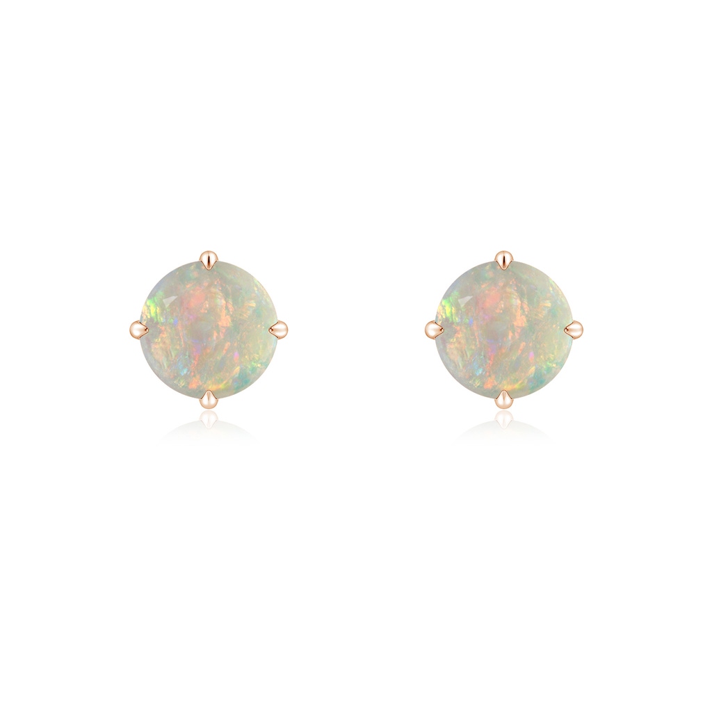 6mm AAAA Basket-Set Round Opal Stud Earrings in 10K Rose Gold