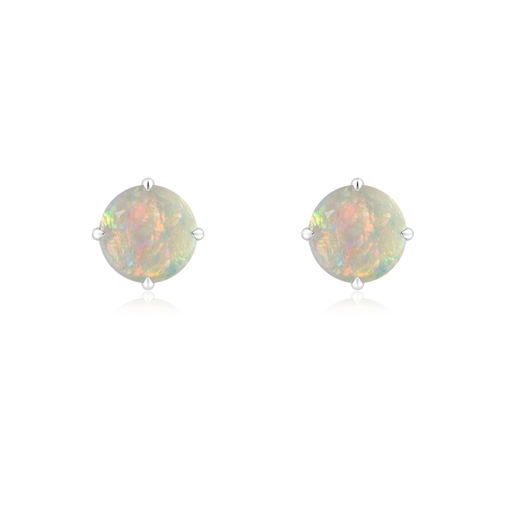 6mm AAAA Basket-Set Round Opal Stud Earrings in P950 Platinum