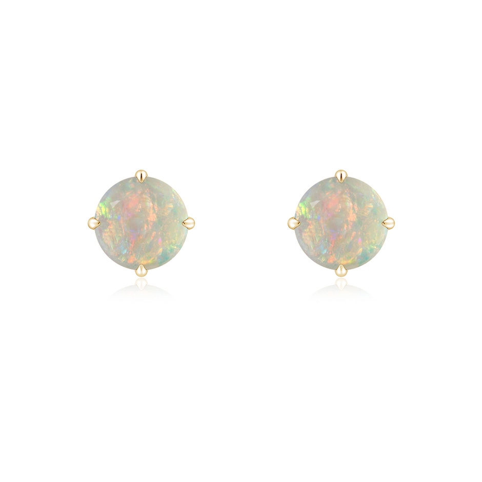 6mm AAAA Basket-Set Round Opal Stud Earrings in Yellow Gold 